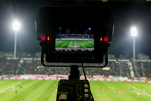Live broadcast feed from large-scale soccer event.
