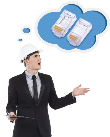 Man with thought bubble about RJ4 plugs