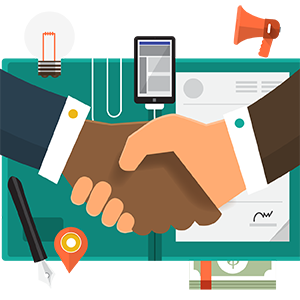 Business handshake illustration.