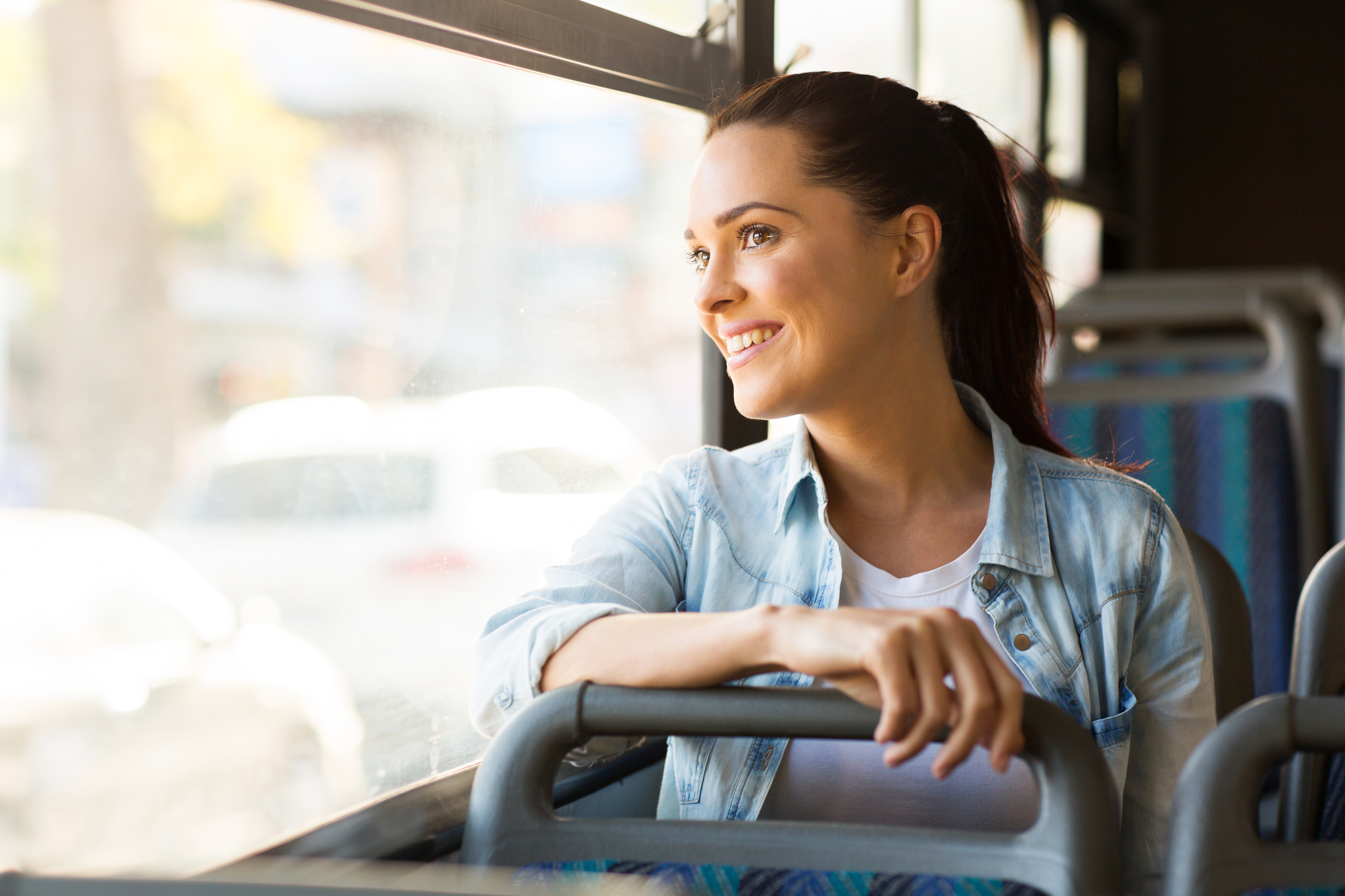 Female-Commuter-Public-Transit-Bus