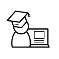 graduate with computer icon