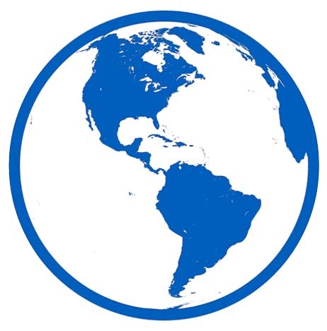 Globus-Symbol mit Anzeige der Region Nord- Mittel- und Südamerika