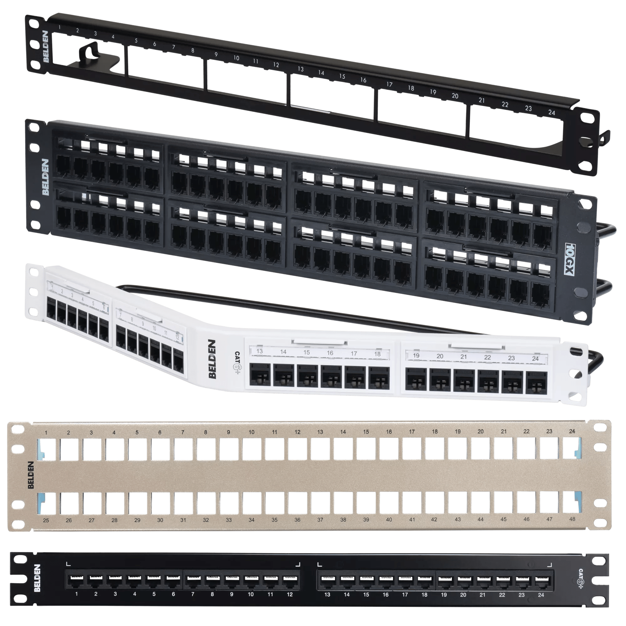 Panneau patch 1U avec 16 perçages pour 24 embases type neutrik