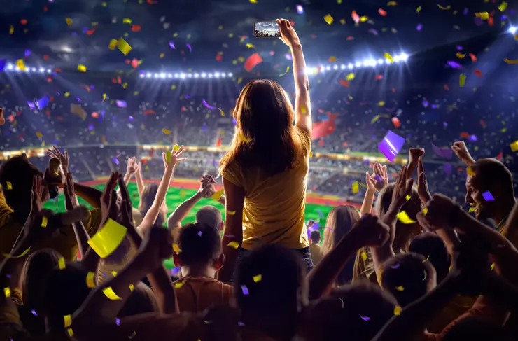 Fans on stadium game 