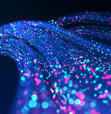 Abstract technology image of data flow in a data center.