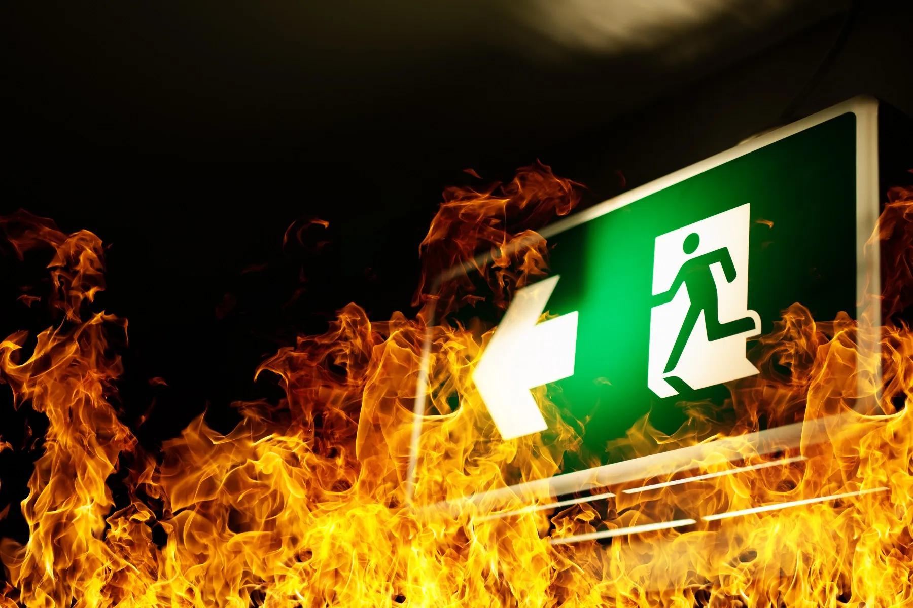 fire with exit sign