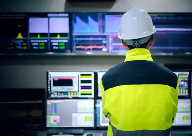 Engineer working at control room,Manager control system,Technician man monitoring program from a lot of monitor