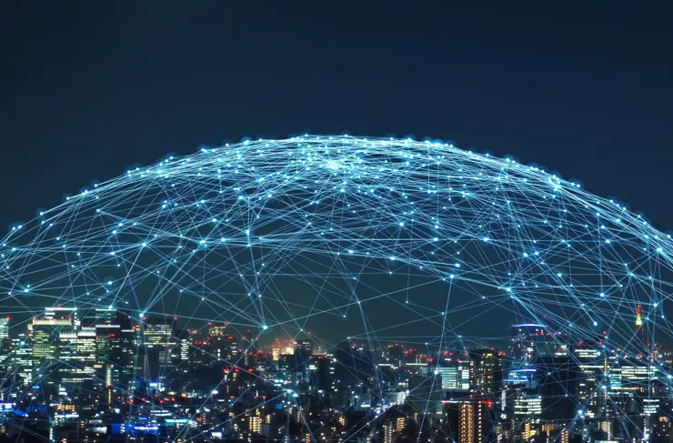Network dome over city hero image
