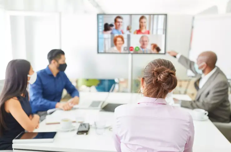 Video conference in the business team meeting at Covid-19 and Coronavirus crisis