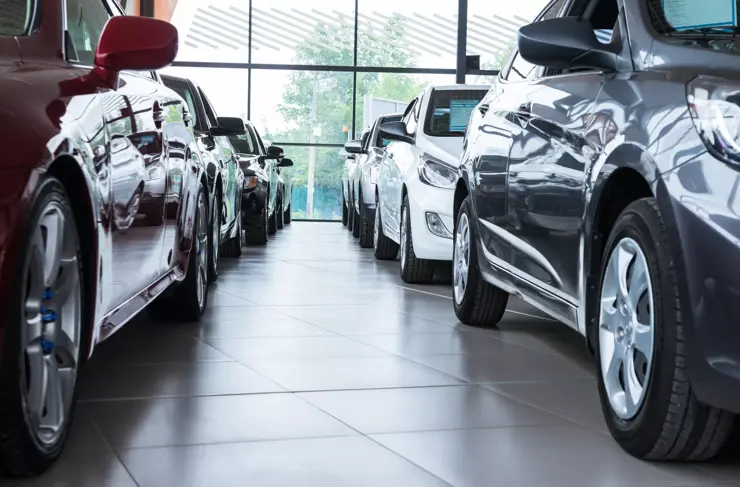 Modern beautiful showroom with cars being sold