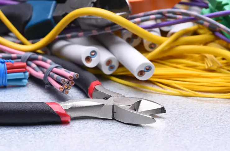 Tools and cables used in electrical home installation