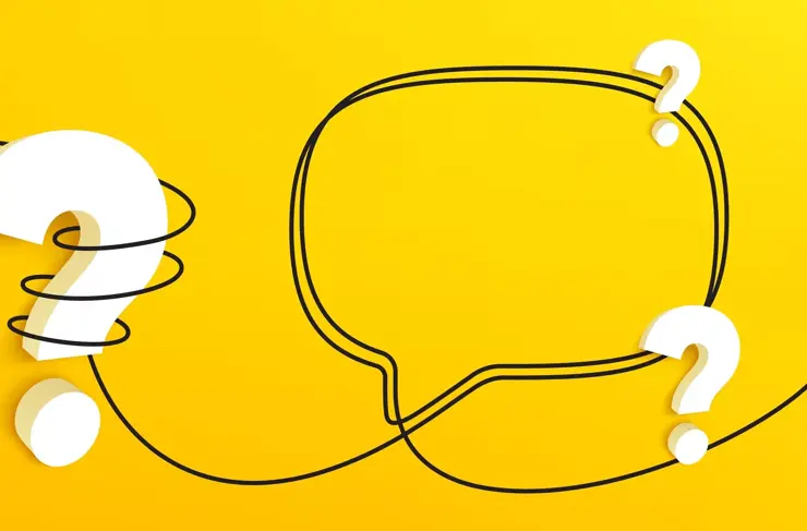 3d question mark with continuous line speech bubble. Single line chat background. Talk text box, feedback message box and comment banner. Hand drawn speech bubble. Continuous line quiz banner. Vector