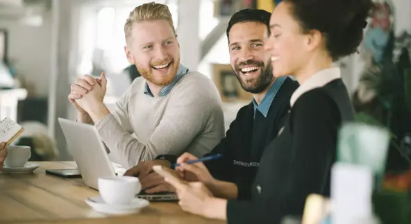 business colleagues working together in cafe