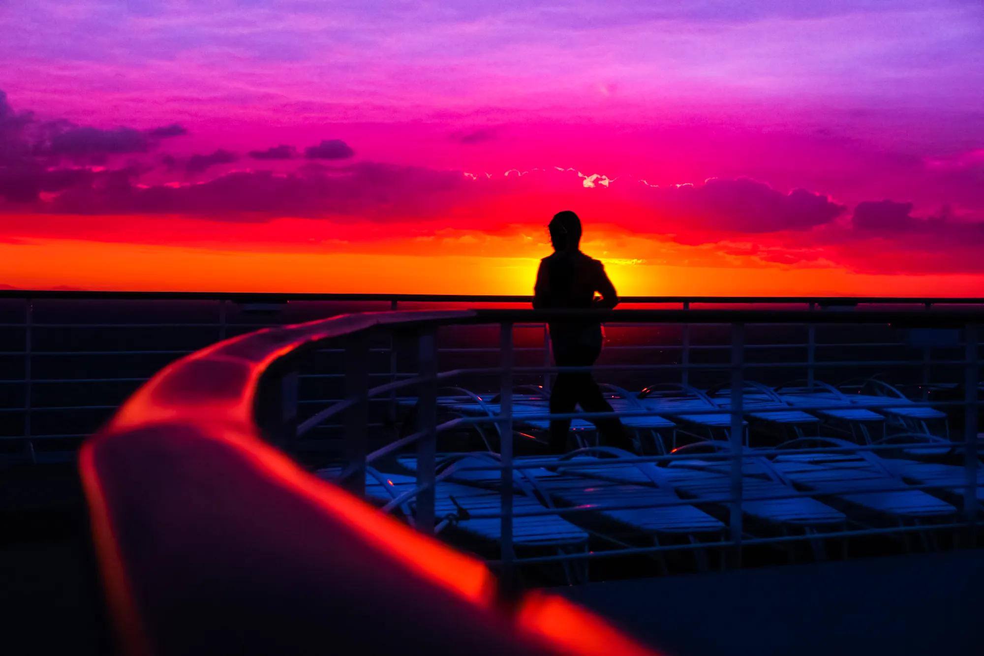 Cruise Ship Jogging to a Brilliant Tropical Sunrise