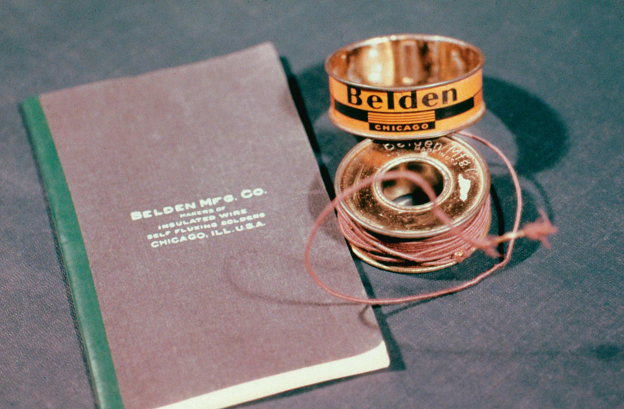 Early Belden catalog and wire product, circa 1920s.