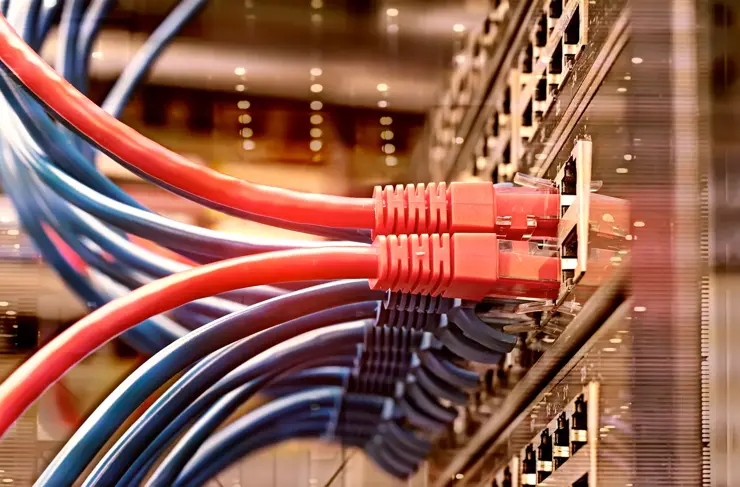 Network Servers Closeup with Cabling