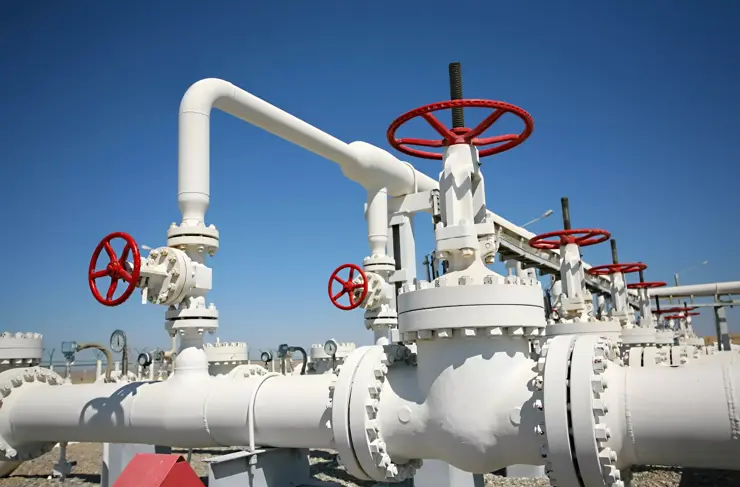 Oil and gas processing plant with pipe line valves