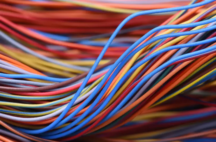 Closeup of cable and wire in computer network systems