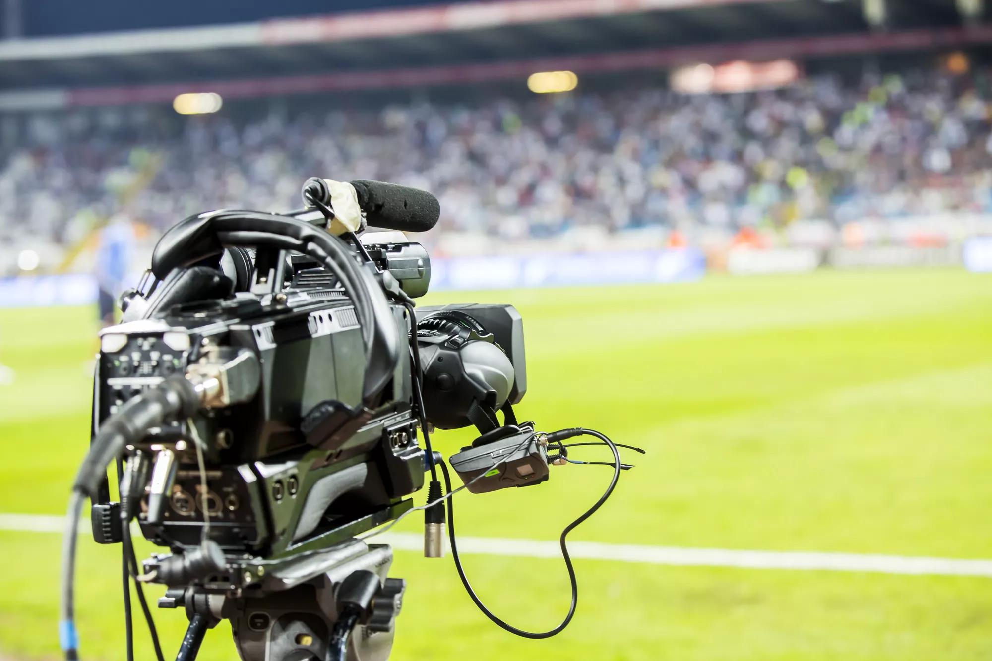 TV camera at the stadium during football matches