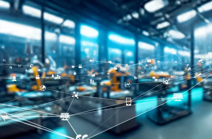Concept d'usine et de réseau. Ligne de production.