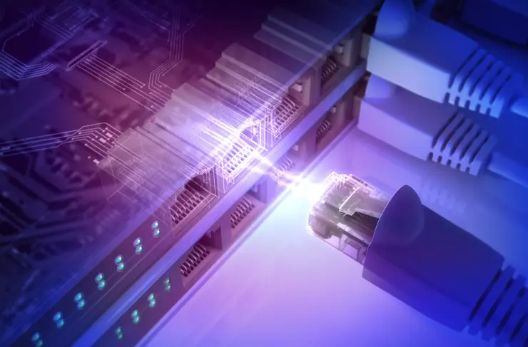 Network Cable and Server Circuitry Power Concept