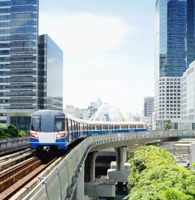 sky trian mass transit of bangkok thailand when you want go to downtown or business center central aria you can save time and budget.