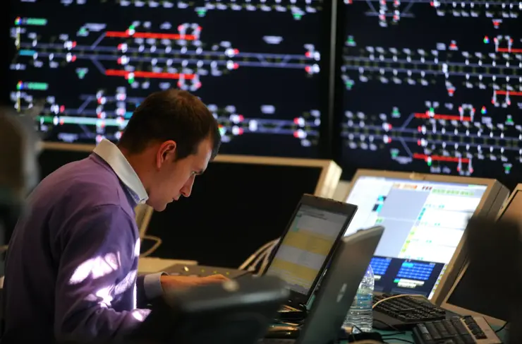 BOLOGNA, ITALY - NOVEMBER 26: central's station control room of the new high speed train Freccia Rossa. November 26, 2007 in Milan, Italy.