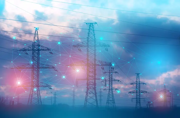 Electrical SmartGrid Concept Power Lines and Towers