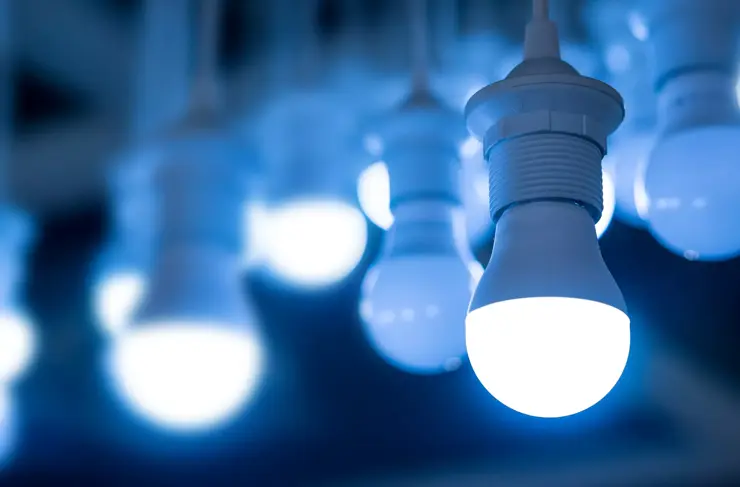 some led lamps blue light science technology background