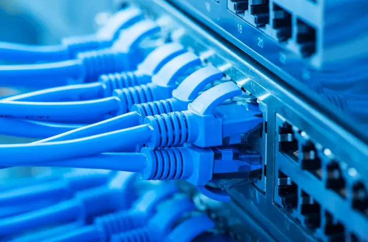 Network switch and ethernet cables,Data Center Concept.