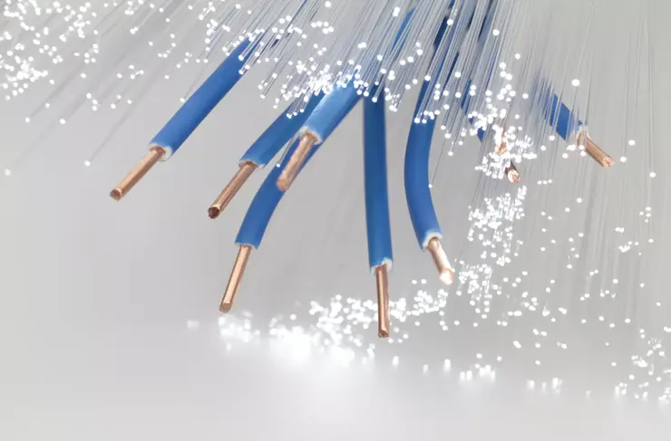 Data can be transmitted over copper wire and fiber optics.