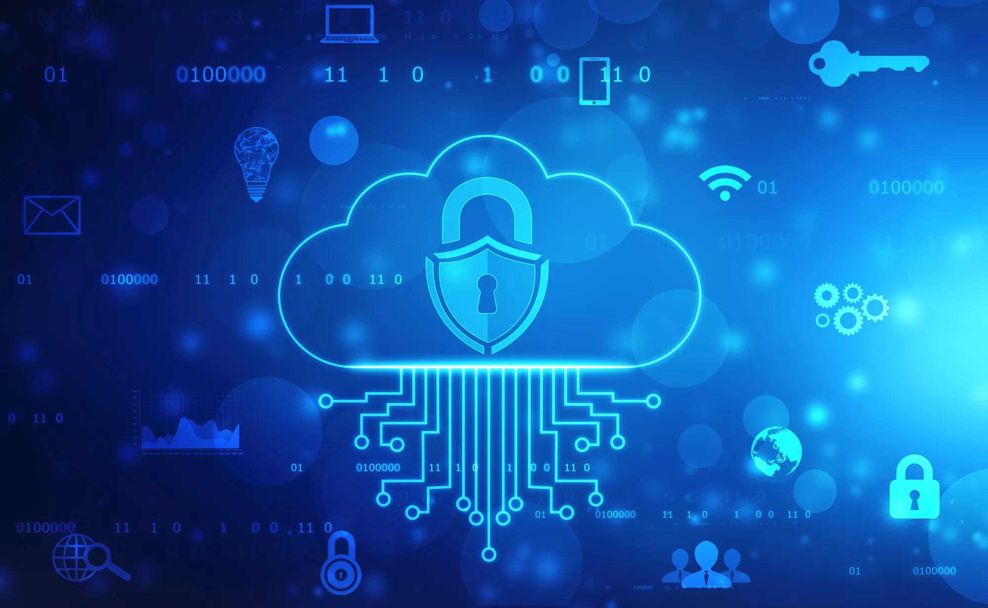 2D Cloud computing and security concept 