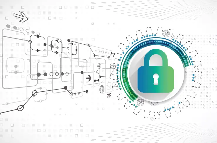 Cyber-Defense-Lock-Network-Line-Illustration
