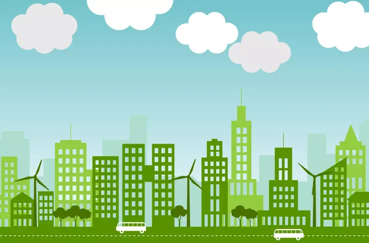 Alternative Energy Green City Line Art Background